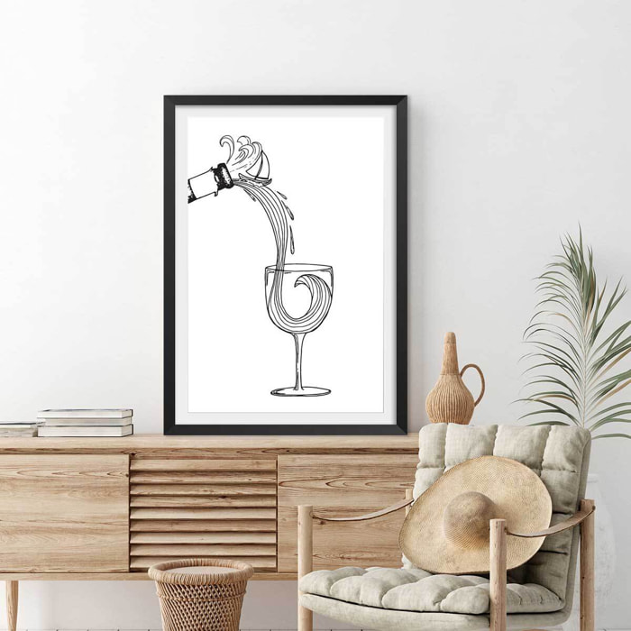 Poster vin des landes Affiche sous cadre noir