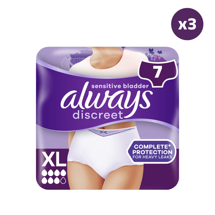 3x7 Culottes pour Incontinence Always Discreet XL Blanc