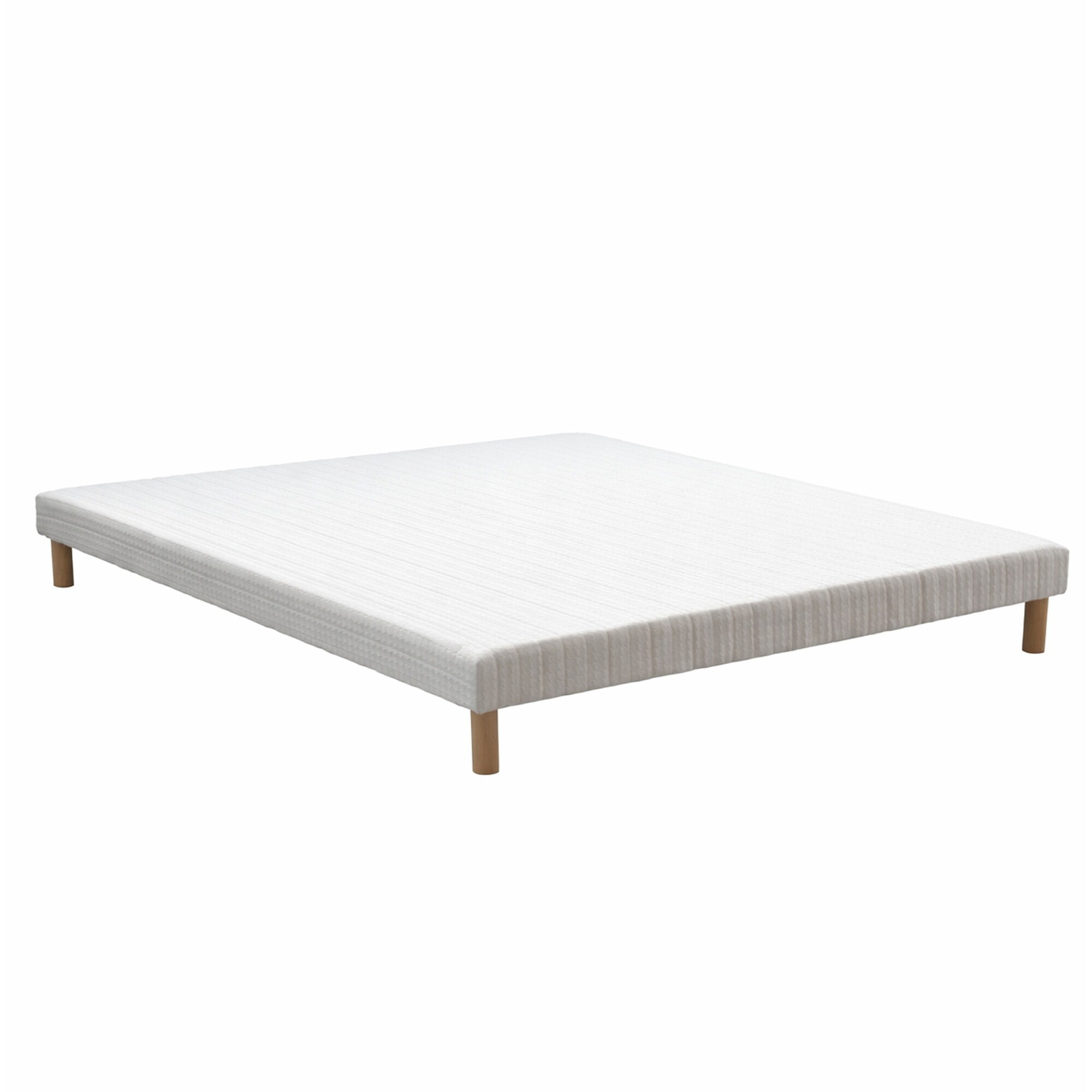 Ensemble matelas ressorts ensachés ARTÉMIS 2, accueil mémoire de forme, H26 cm, sommier blanc pieds de poules
