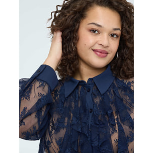 Fiorella Rubino - Camisa de encaje con volantes - Azul