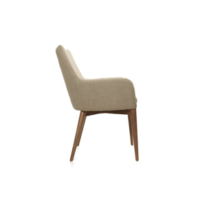 Chaises en tissu beige et bois foncé (lot de 2) SHANA