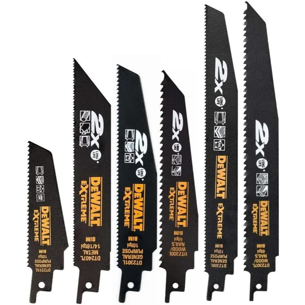 Coffret 6 lames scie sabre - DEWALT - DT2440L-QZ