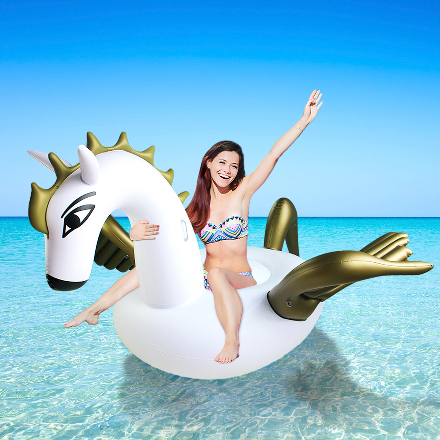 DAM Galleggiante gigante a forma di pegaso. 280x185 cm. 280x185x120cm. Colore bianco