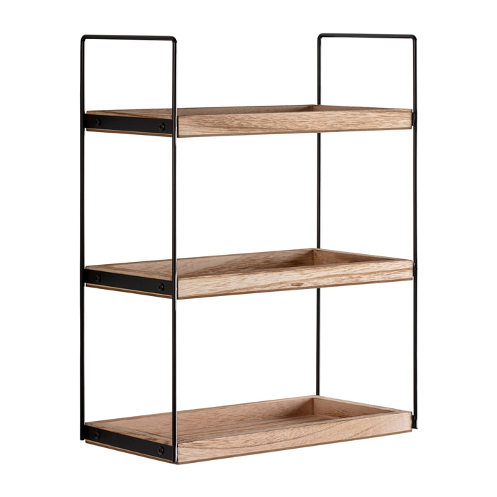 Estantería de pared Ero de 3 niveles, madera de Paulownia