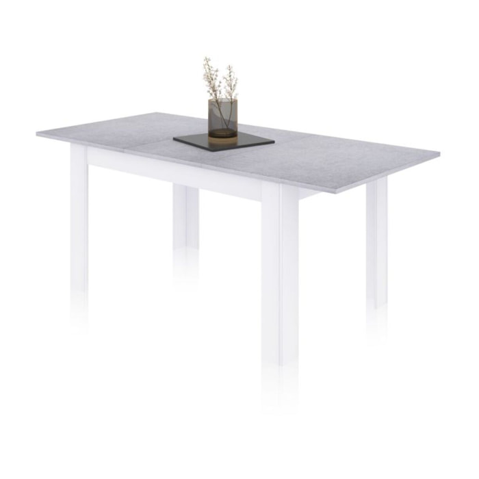 Mesa de comedor extensible Danna 140 Blanco Artik (Blanco Mate) - Gris Cemento