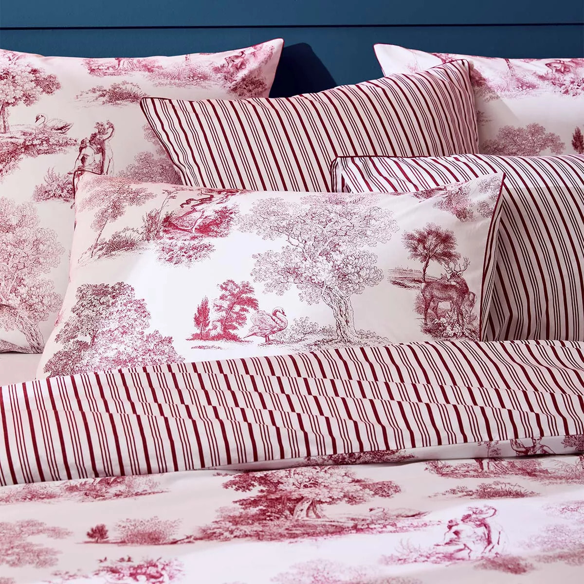 Housse de couette percale de coton imprimé rouge Poesie rosso