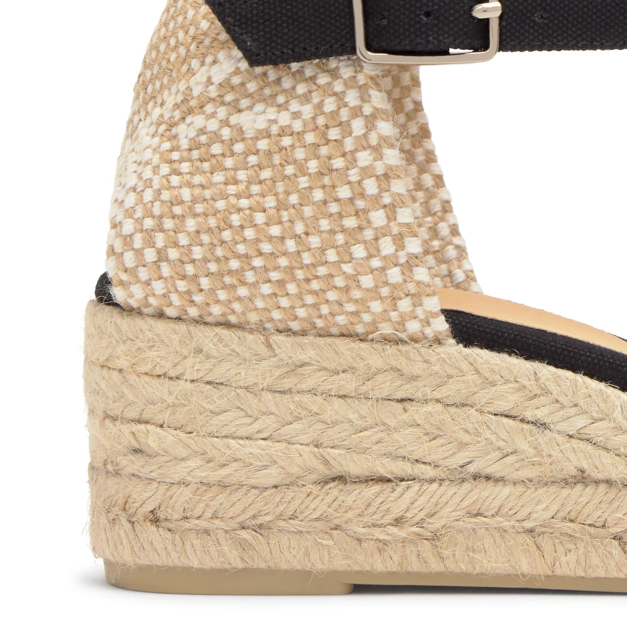 Alpargata de cuña 3 cm en lona de algodón con pulsera y hebilla