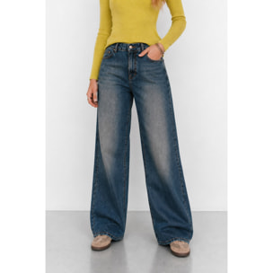 Kocca - Jeans da donna a vita alta e gamba larga con cinque tasche Donna