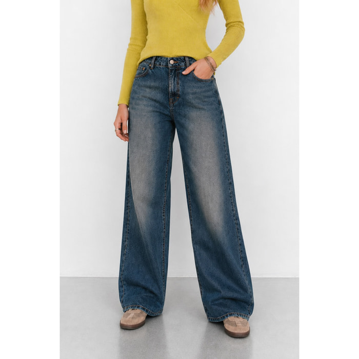 Kocca - Jeans da donna a vita alta e gamba larga con cinque tasche Donna