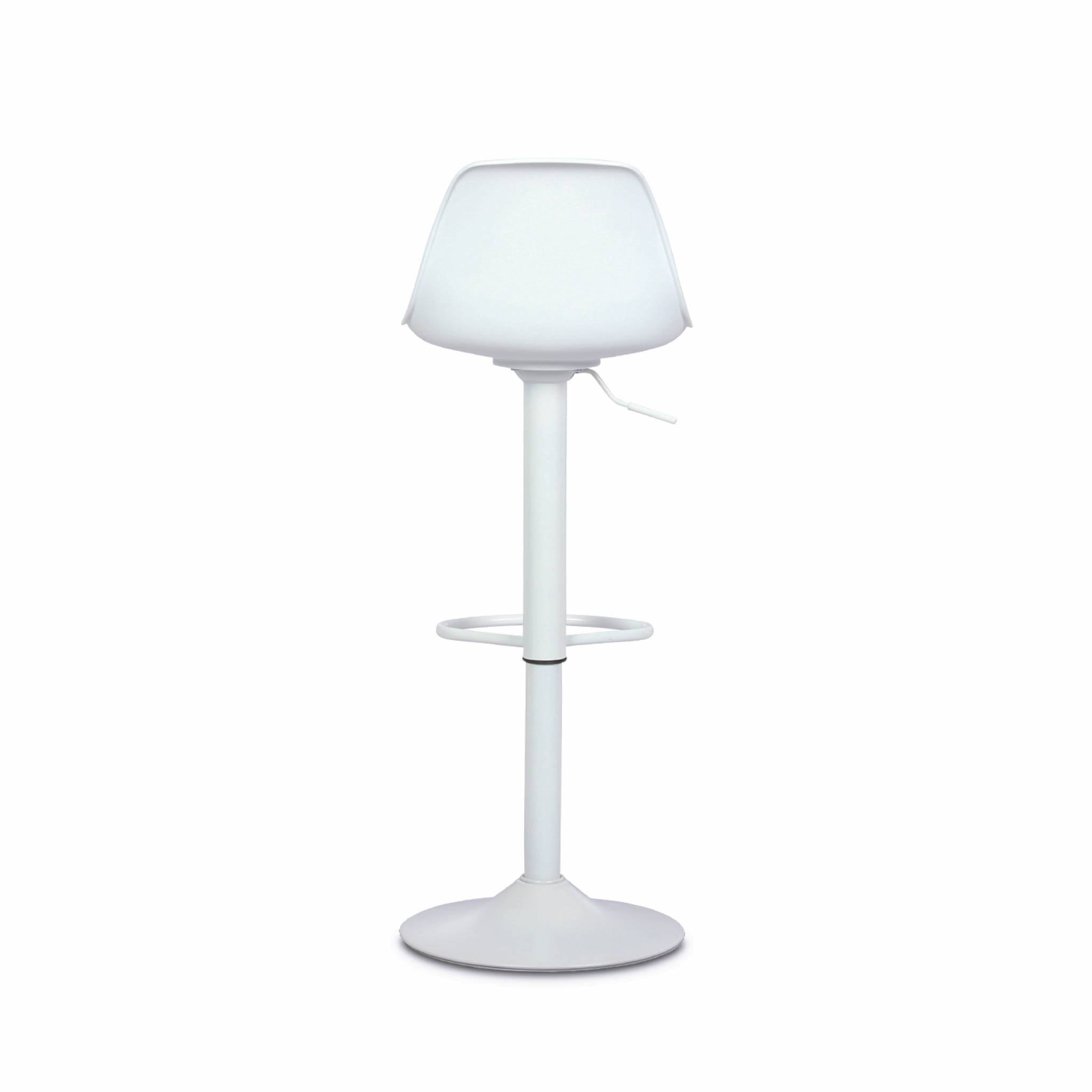 Lot de 2 tabourets de bar réglables 61.5/83.5cm - Noah - simili cuir blanc - hauteur réglable. repose-pieds