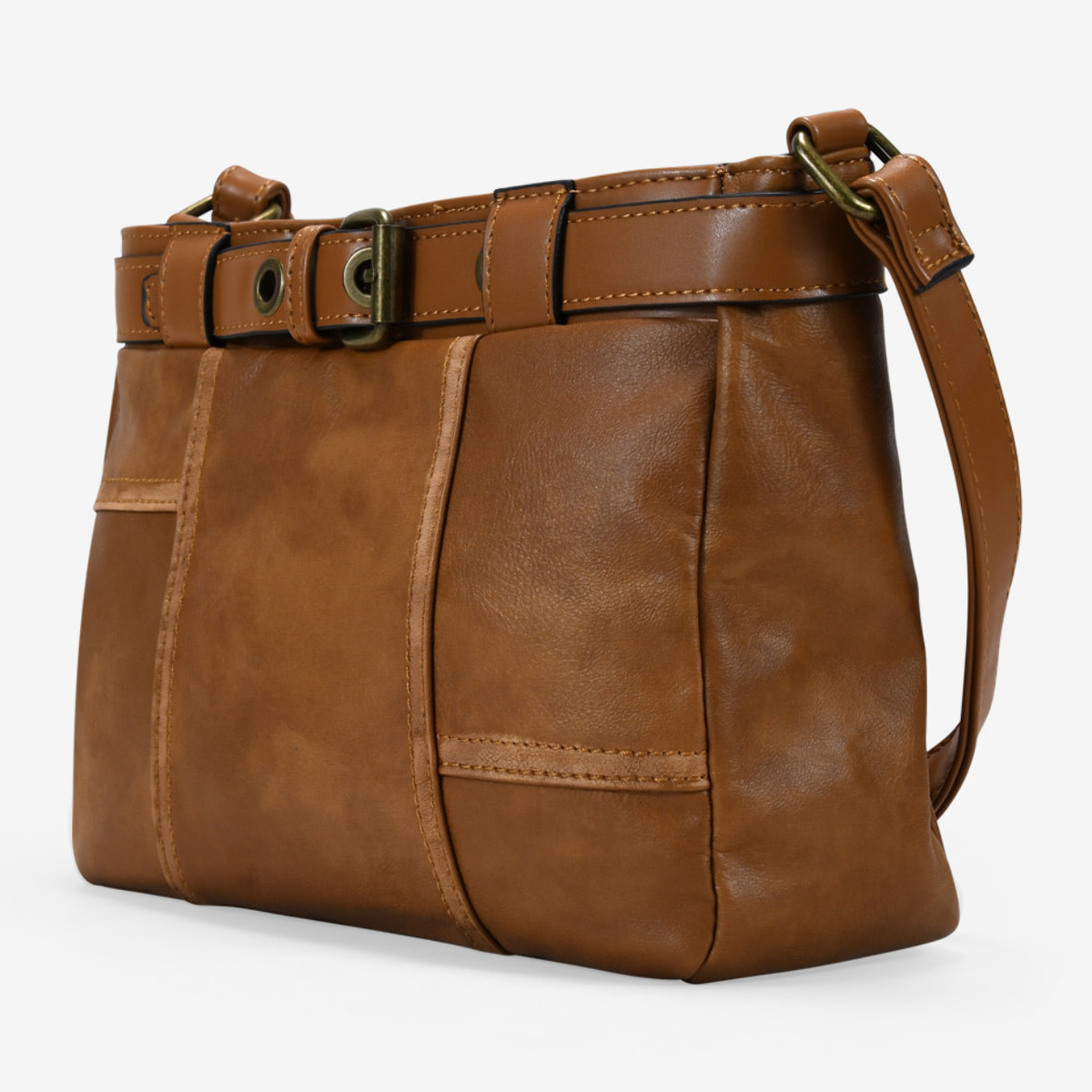 Bolso bandolera cuero vintage con cinturón