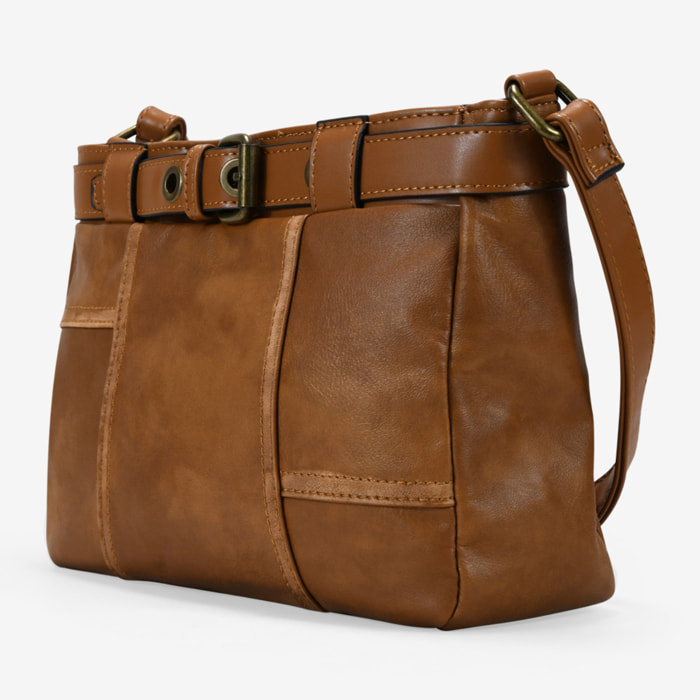 Bolso bandolera cuero vintage con cinturón