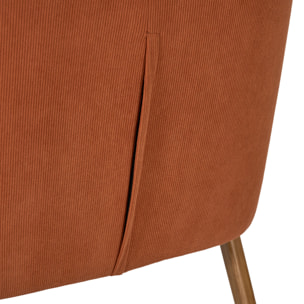Fauteuil - HOME DECO FACTORY - Jules - Côtelé - Confortable - Terracotta