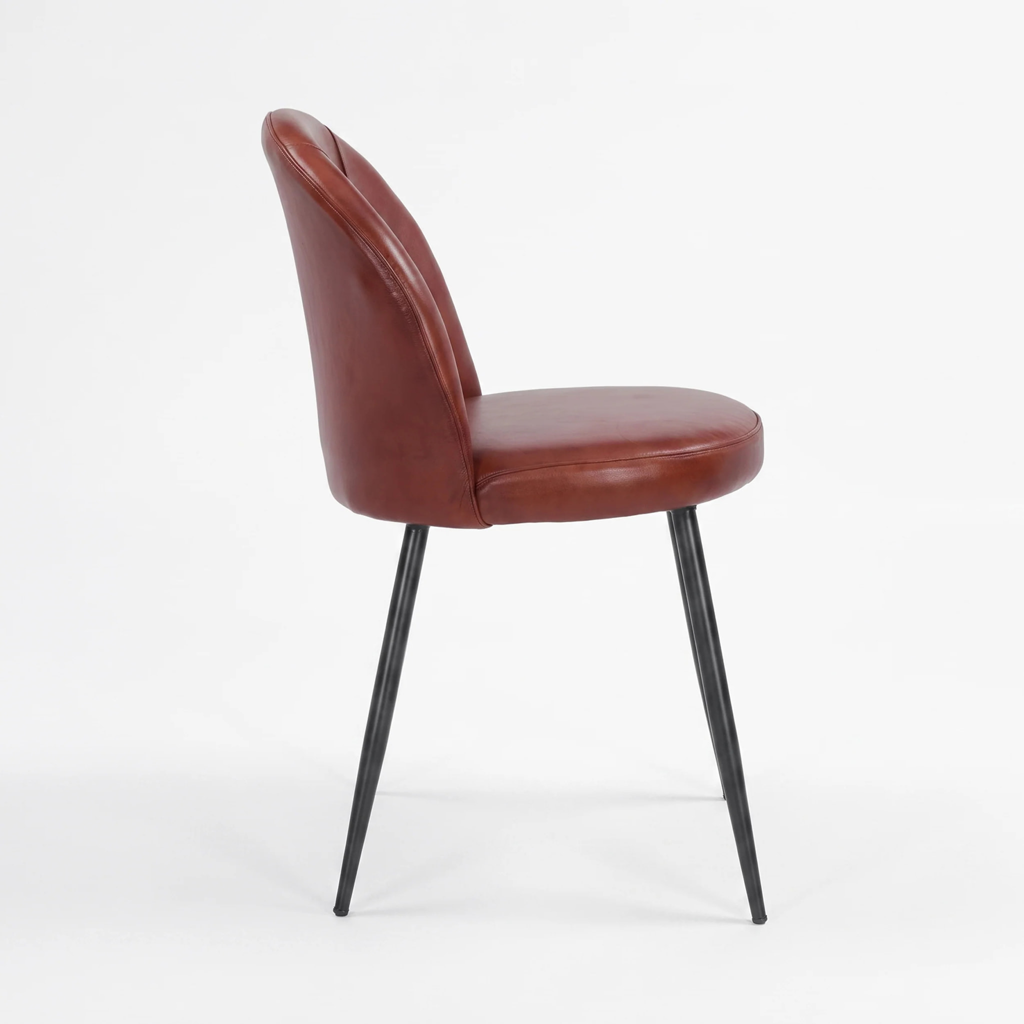 Lot de 2 chaises en cuir de buffle marron rouge - Célestin