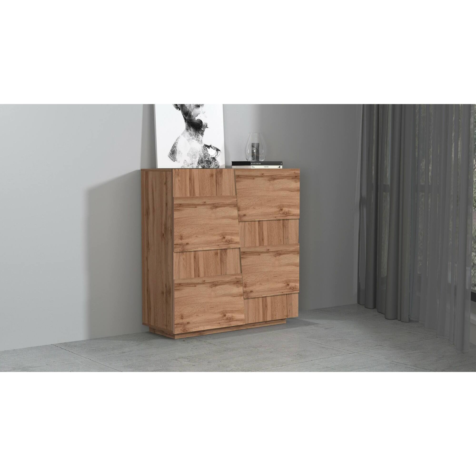 Armadio multiuso 2 ante Aulla, Mobile multifunzione, Armadietto a 2 ante, 120x44h126 cm, Rovere