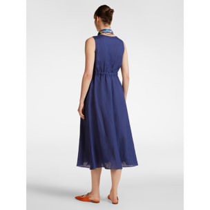 Elena Mirò - Vestido cruzado de lino - Azul