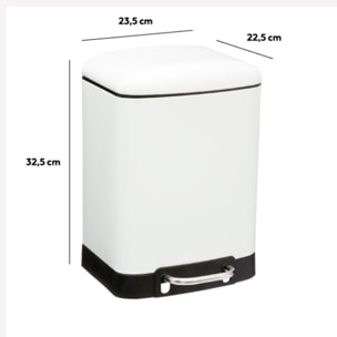 Poubelle à pédale métal 6L "Ariane" blanc