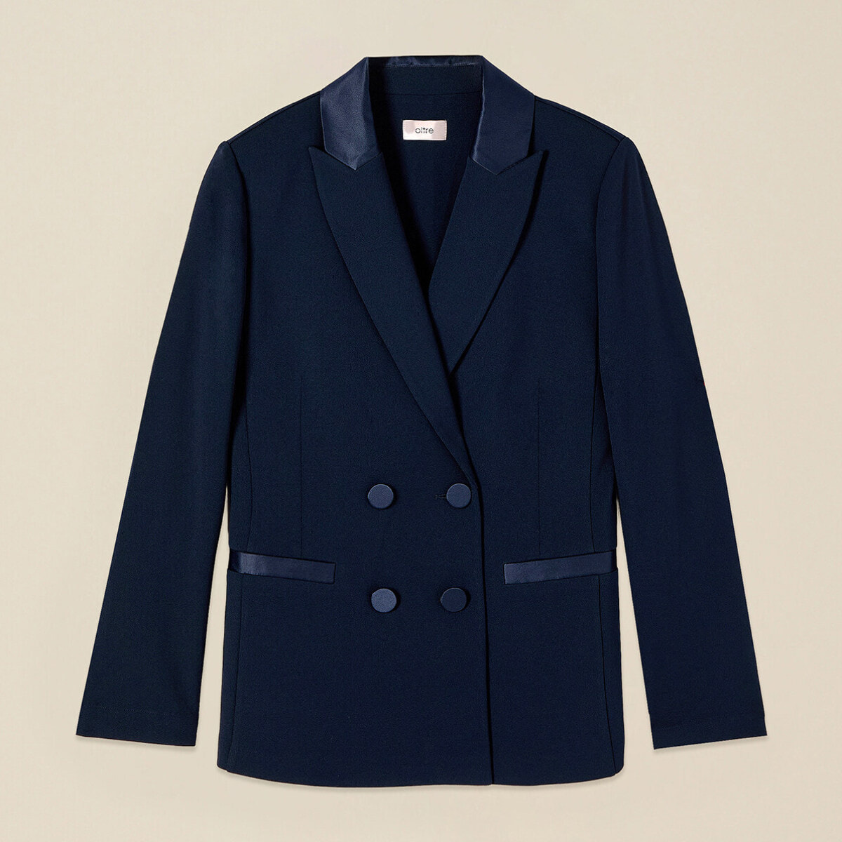 Oltre - Blazer cruzado con botones forrados - Azul