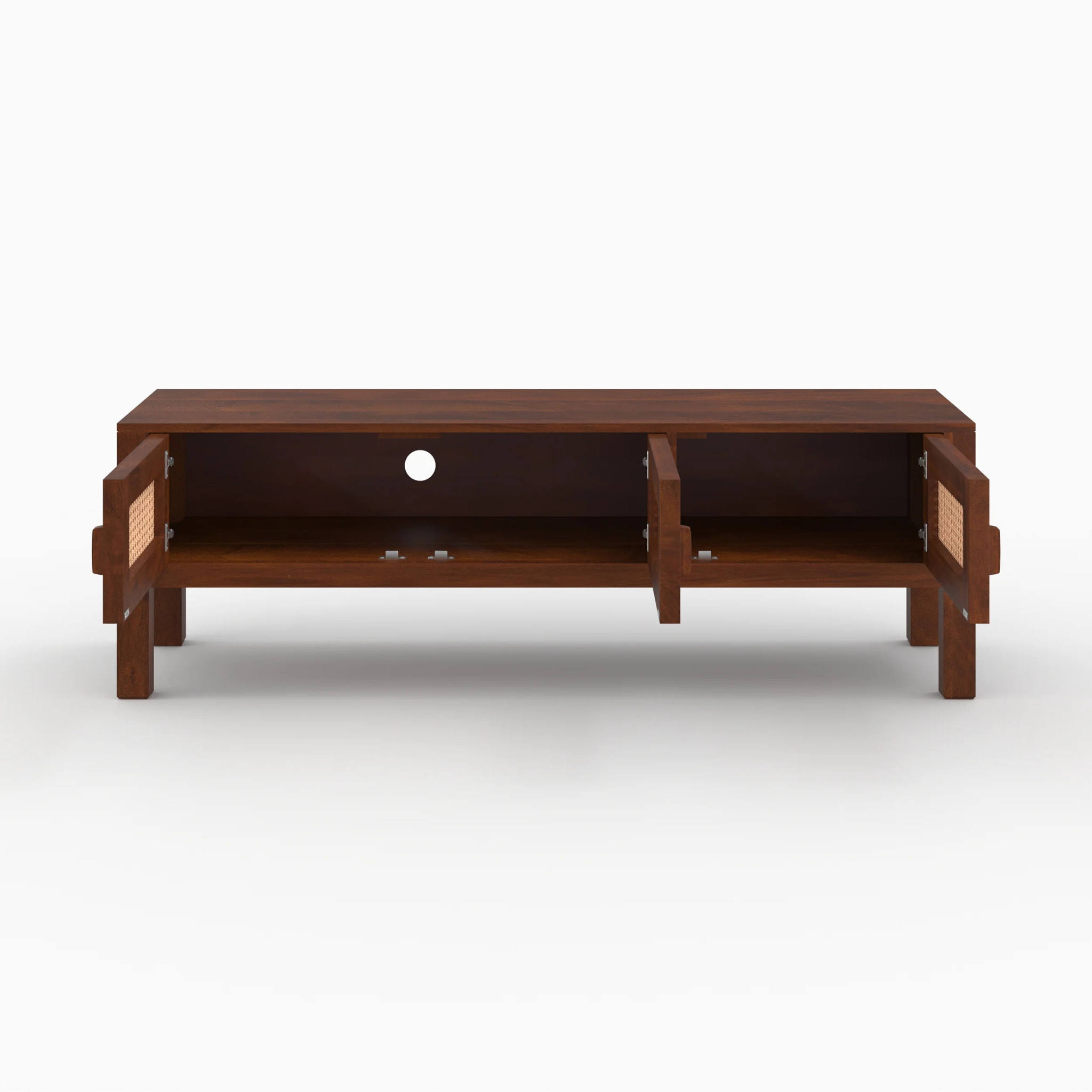 Meuble TV en bois de manguier et cannage - Tiki