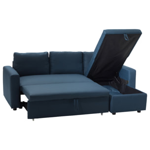Canapé d'angle convertible CLARK 3 places bleu