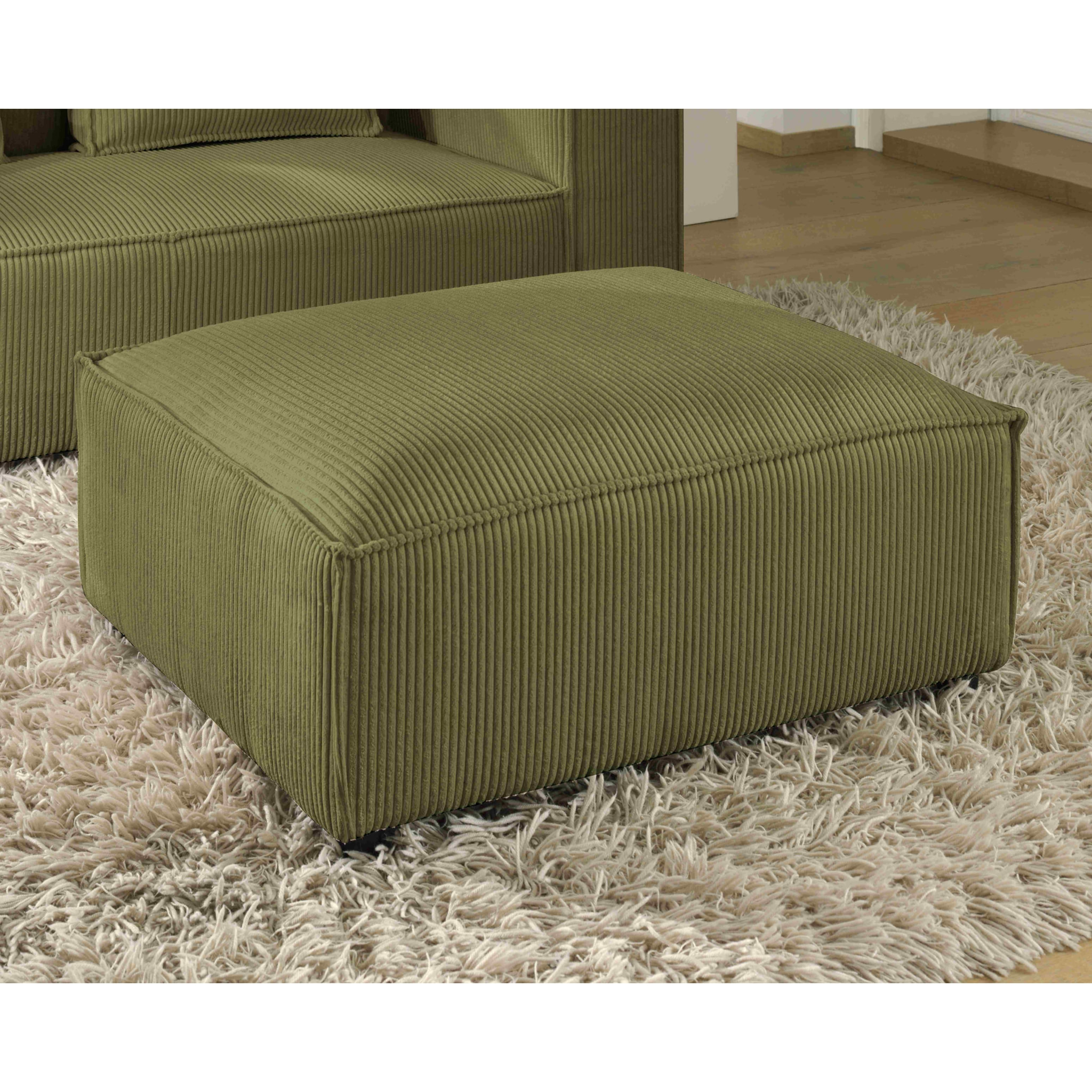 Stella - pouf en velours côtelé - style contemporain - Vert