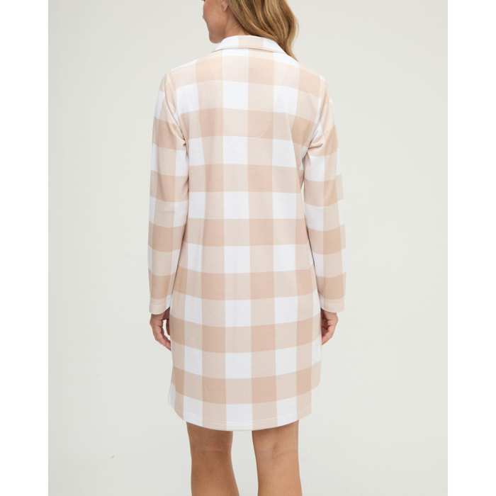 Camisón mujer de cuadros con botones