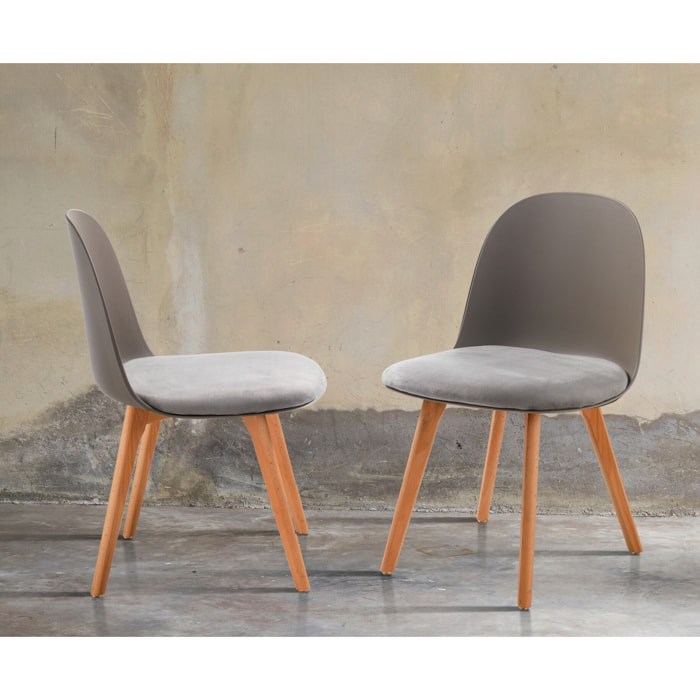 Tomasucci Lot de 4 Chaises JADE WOOD GRIS FONCÉ