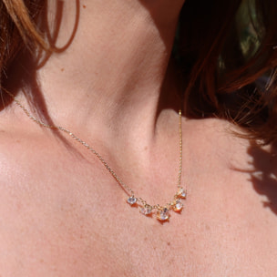 Collana Girocollo in Argento 925 placcato Oro Giallo 18Kt con Ciondoli in Cubic Zirconia