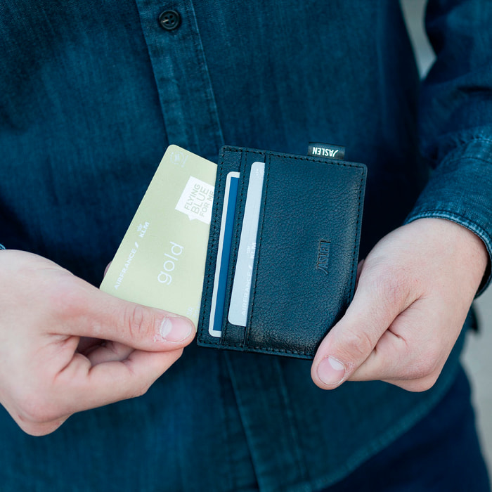 Tarjetero Piel Hombre Jaslen Hannover Negro