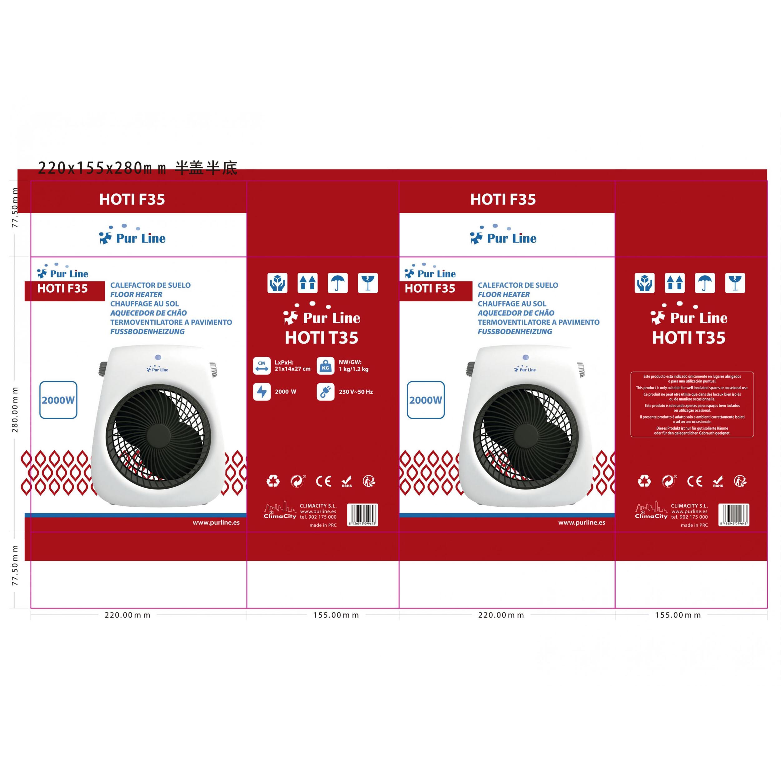 Calefactor de suelo vertical 2000W HOTI F35 PURLINE