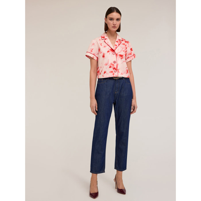 Motivi - Camisa corta estampada chiné - Rojo