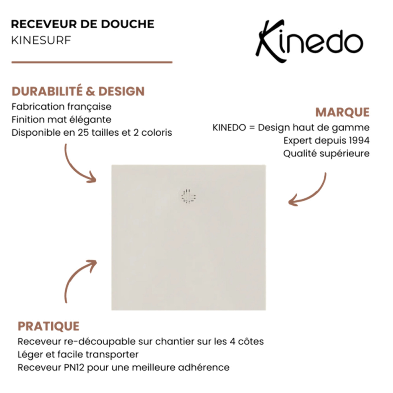 Receveur KINEDO Kinesurf Nova 170X80 Lin mat