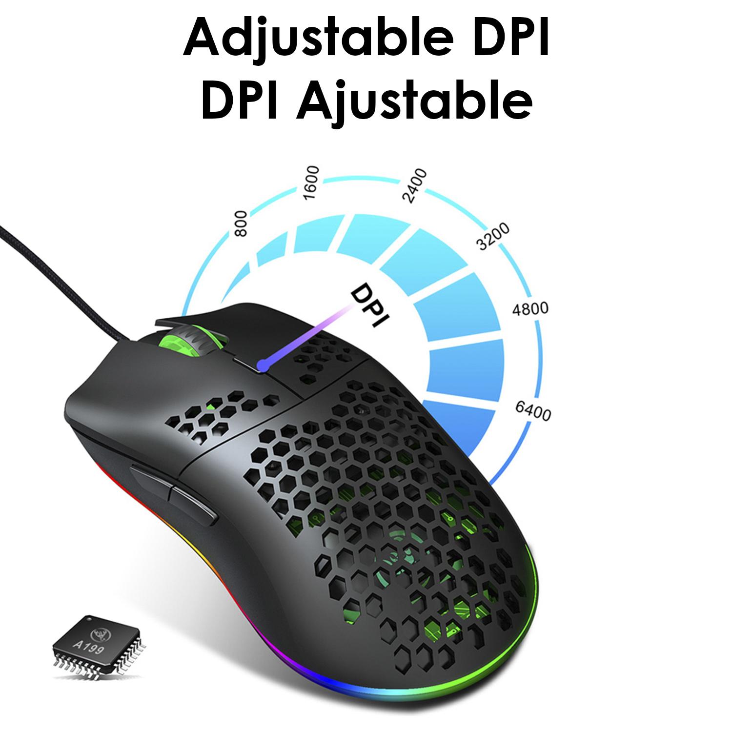 Mouse da gioco C-7, fino a 16.000 DPI, 1000 Hz, 7 pulsanti programmabili. Illuminazione LED RGB.