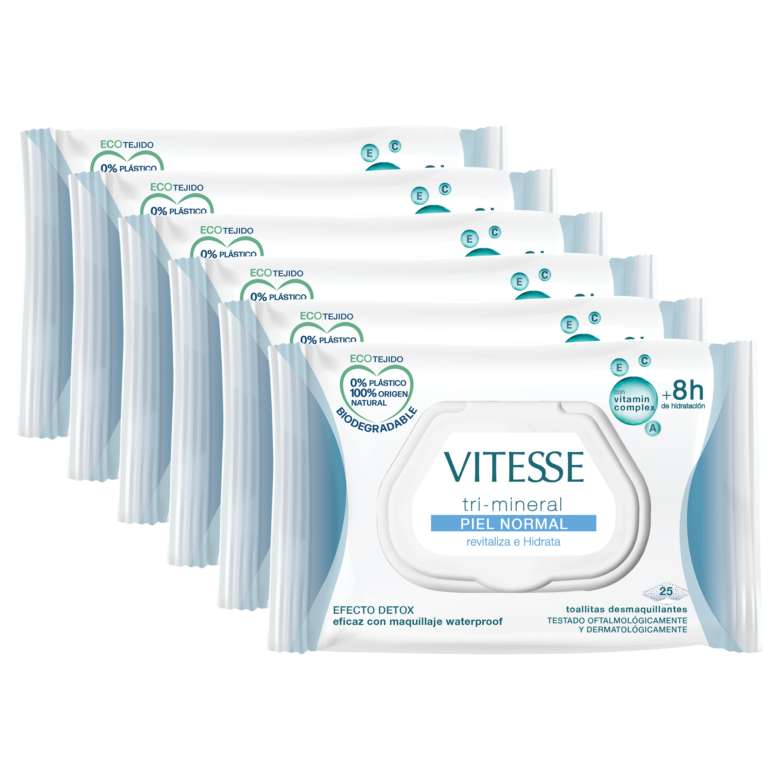 PACK X6 TOALLITAS DESMAQUILLANTES MINERAL NORMAL VITESSE