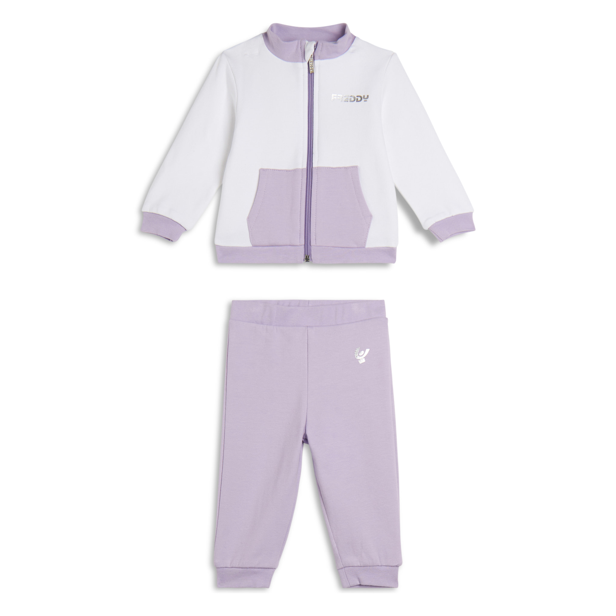 Tuta Baby in cotone elasticizzato con logo argento