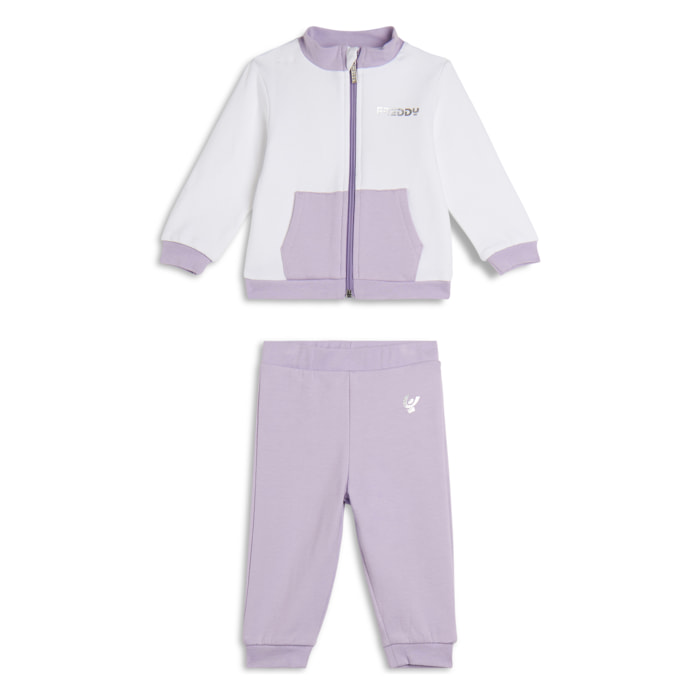 Tuta Baby in cotone elasticizzato con logo argento