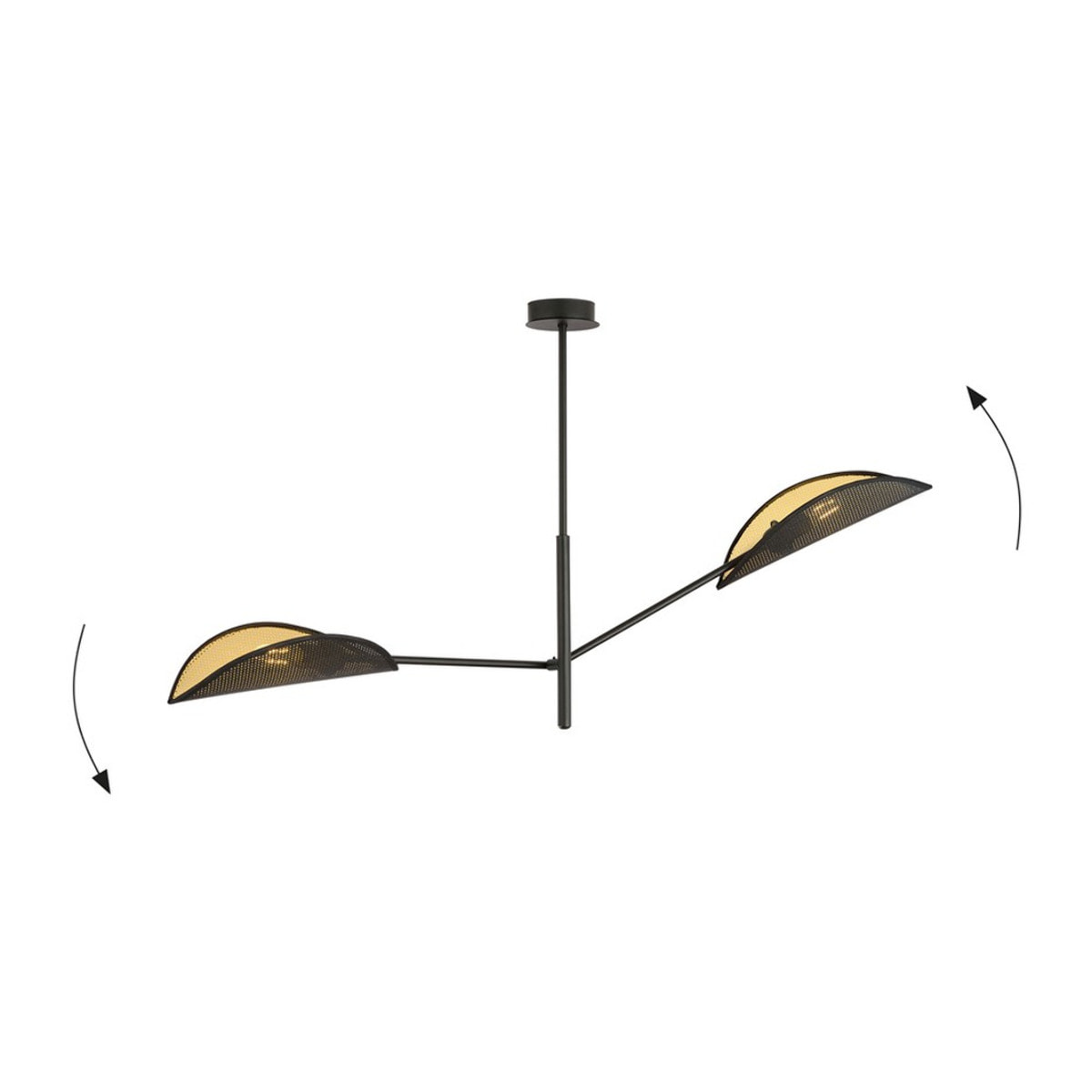 Lampada a sospensione Vene con paralumi a forma di foglia nero e oro