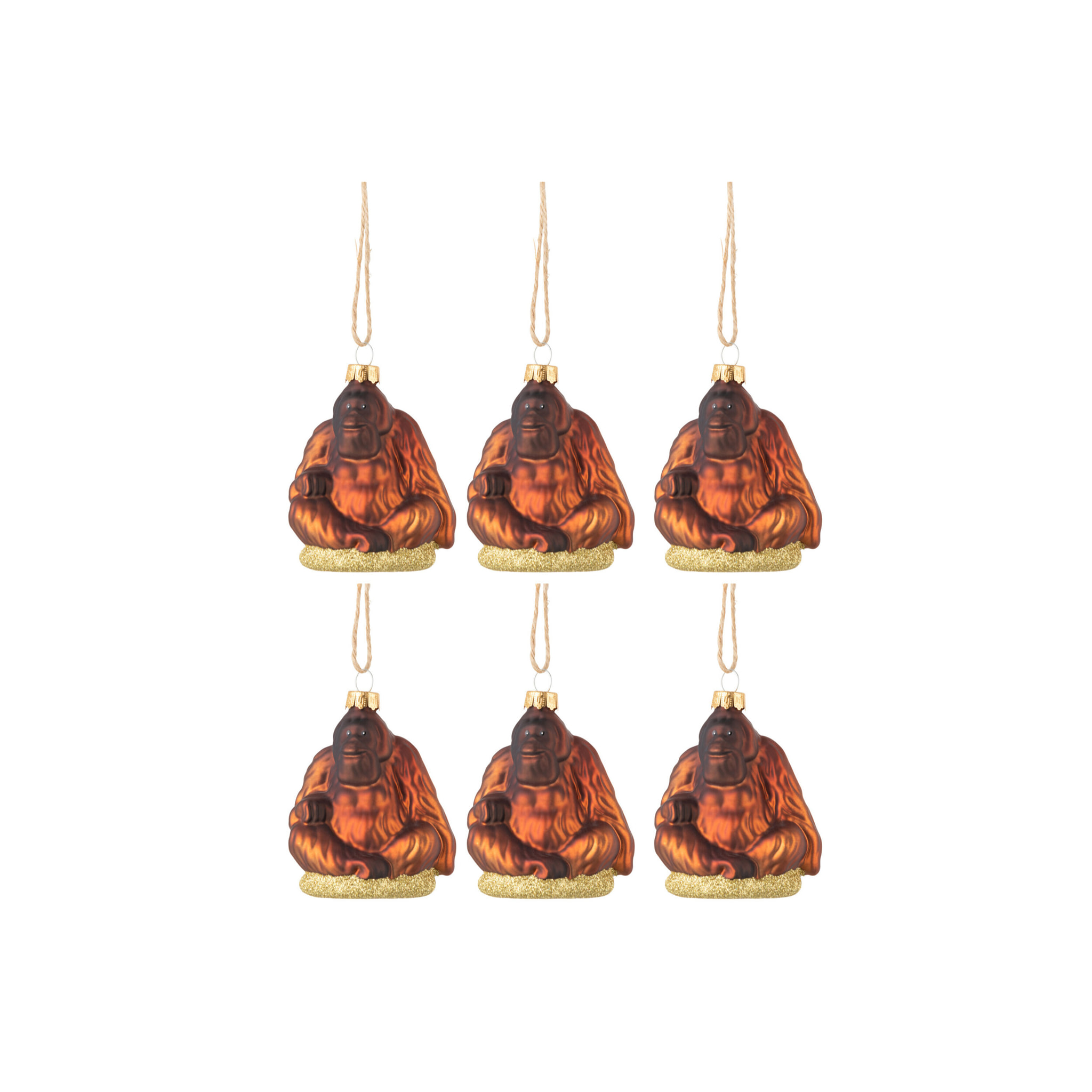 J-Line suspension de Noël Gorille - verre - brun - boîte de 6