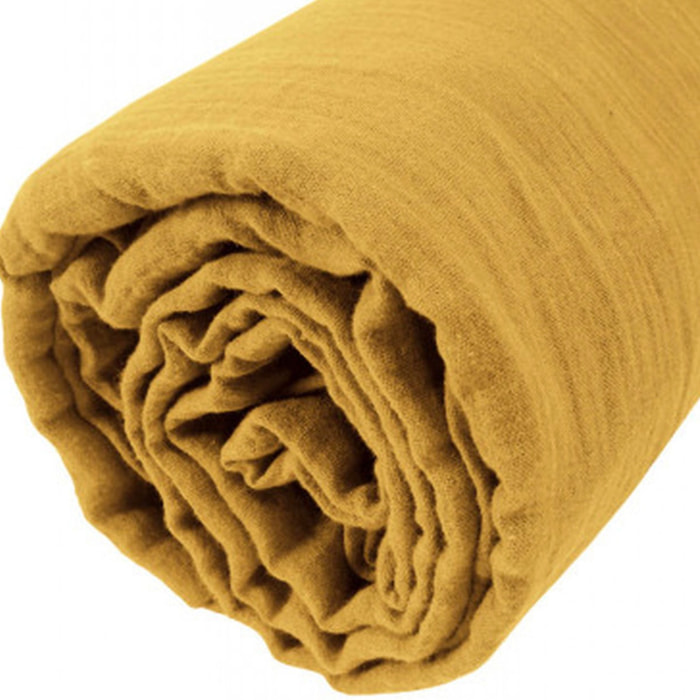 Drap Housse - Bonnet:30cm - 100% gaze De Coton Safran