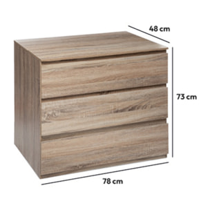 Commode 3 tiroirs Effet bois naturel Dolo