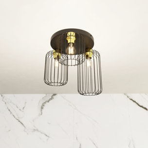 Lampada a sospensione BARN in acciaio nero e oro