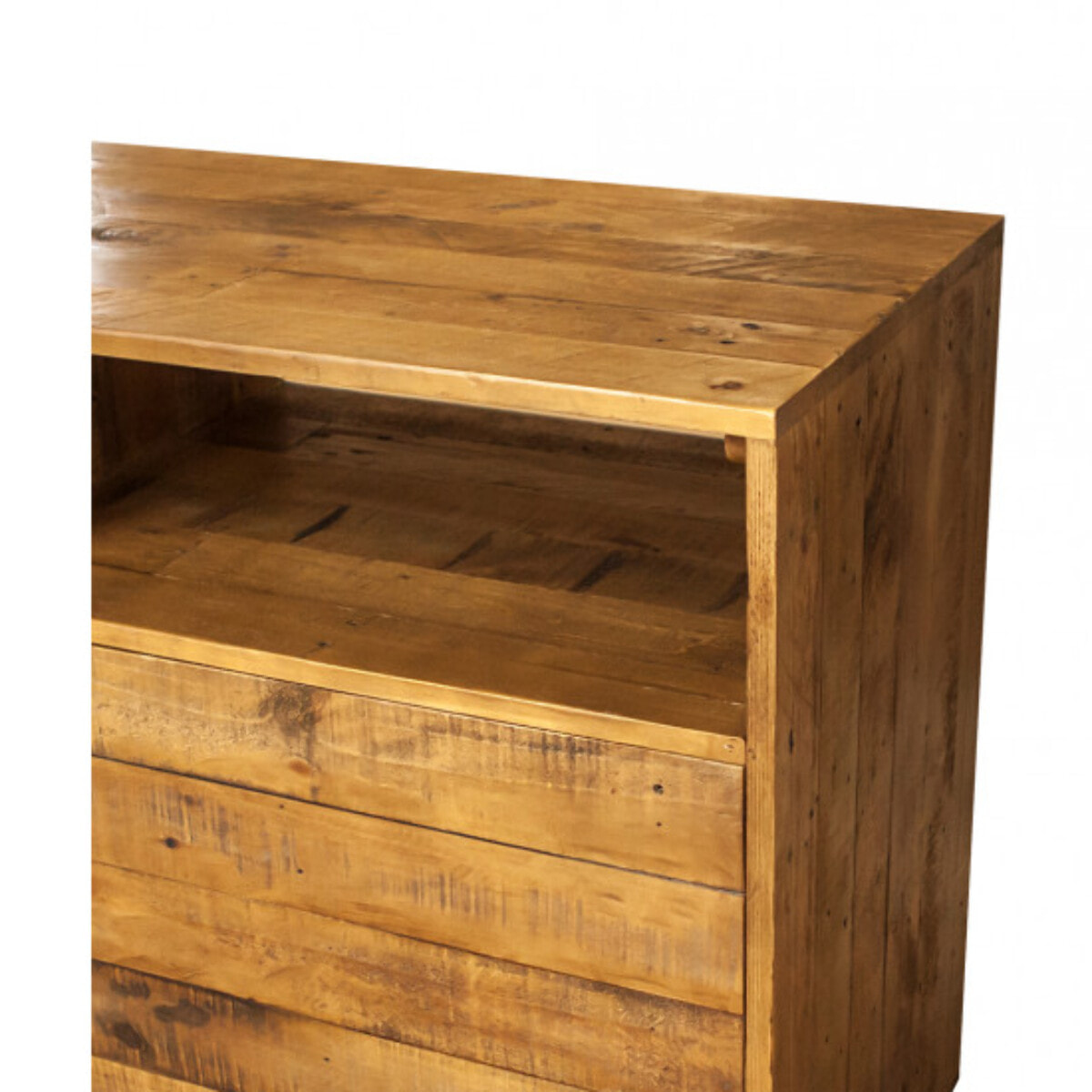 Bar en bois de pin recyclé métal noir L140cm - INDUS