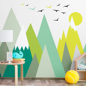 Stickers muraux enfants - Décoration chambre bébé - Autocollant Sticker mural géant enfant montagnes scandinaves LINCIKA