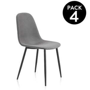 Pack 4 sillas de comedor Hall Gris