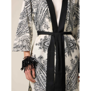 Oltre - Kimono in viscosa fantasia - Nero