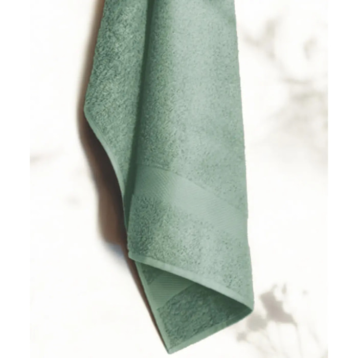 Set 3 asciugamano spugna cotone 100% Made in Italy. Ospite + Salvietta + Telo. Colore VERDE SALVIA