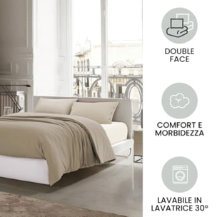 Intrecci Parure Copripiumino Bicolore 100% Cotone 200x240 , Piazza e Mezza