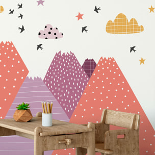 Stickers muraux enfants - Décoration chambre bébé - Autocollant Sticker mural géant enfant montagnes scandinaves JUMANKA