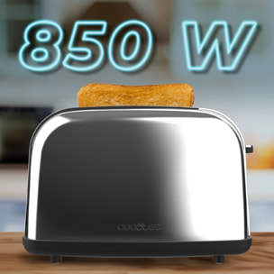 Cecotec Tostador vertical Toastin' time 850 Inox 850W de Potencia Doble ranura l