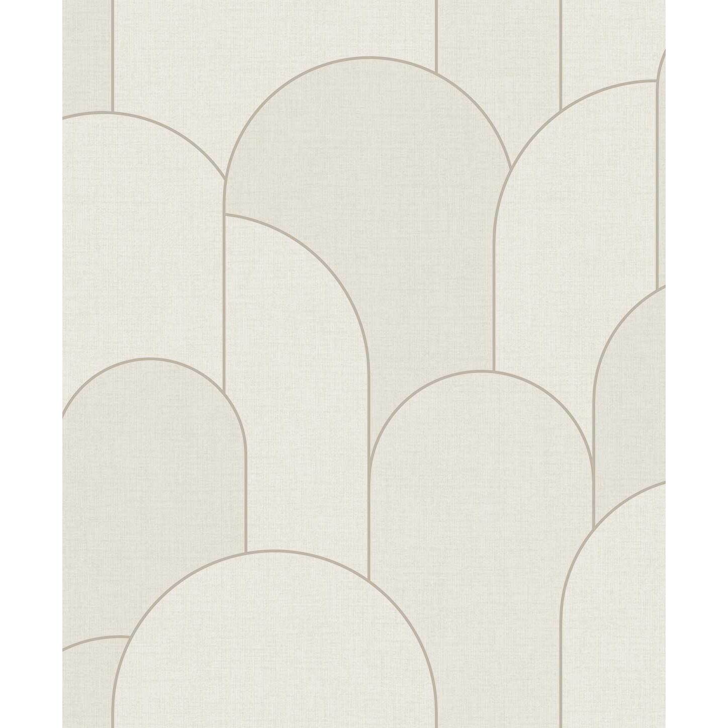 Papier peint arches art déco blanc ivoire doré